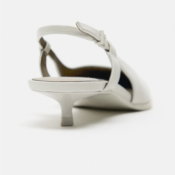 Last one 🚨Zara Gray Bone Cream Slingback Kitten Heels Pointed toe foam sole NWT - Picture 8 of 15